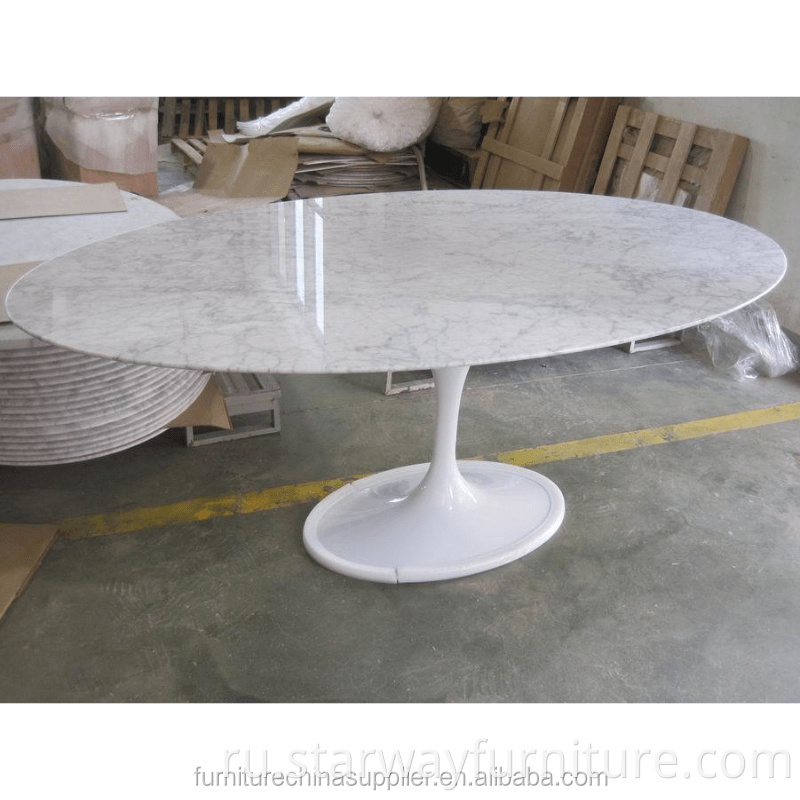 Современный тюльпан обеденный стол каррара мрамор и калакатте белый алюминиевый базовый овальный стол